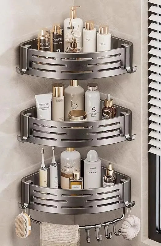 Drill-Free Aluminum Corner Shelf for Bathroom