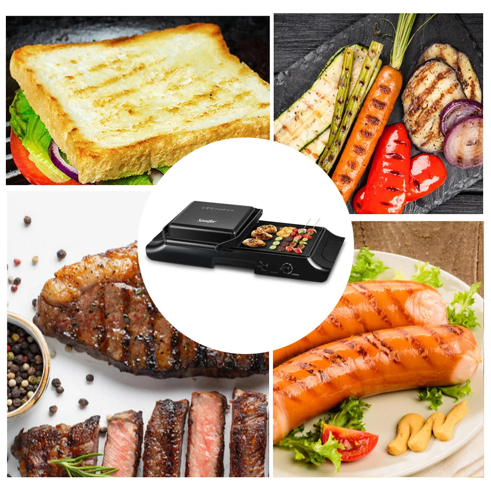 Electric Grill Sonifer SF-6131 1600W Dual Plate BBQ Grill