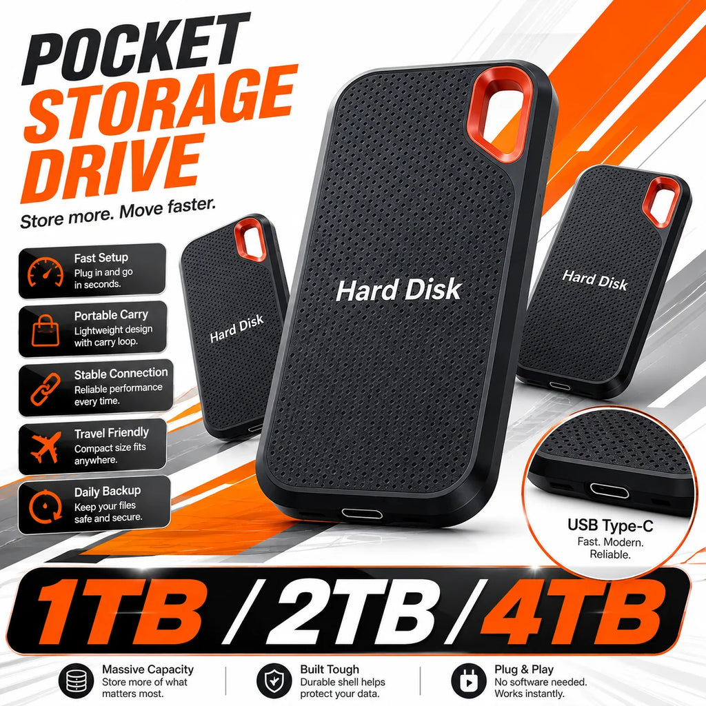 Handy Portable External Hard Drive 1TB 2TB External Hard Disk