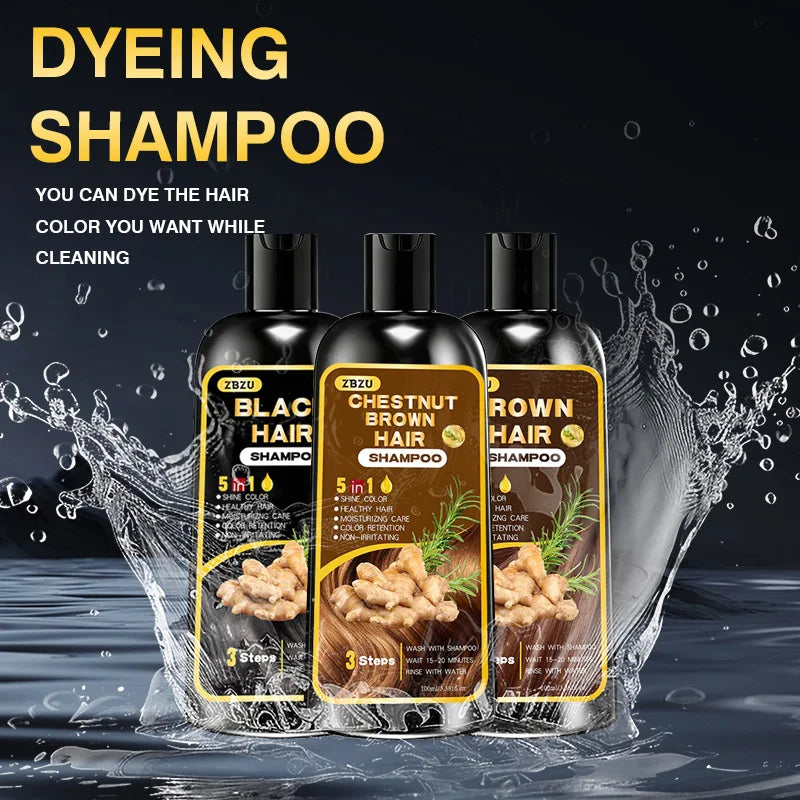 New Hair Dye Shampoo 5-in-1, Containing Ginger and Biotin.