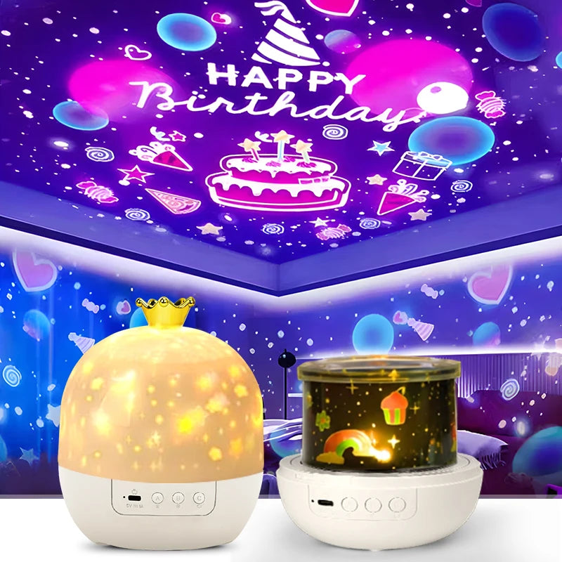 Crown Star Light Projection Rotating Star Bedroom Ceiling Atmosphere