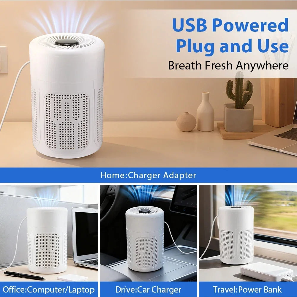 Air Purifier Smoke Odor Negative Ion Generator USB Portable