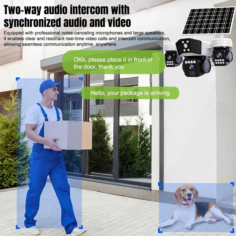 6MP Three Lens Solar Security Camera Wireless WiFi Outdoor