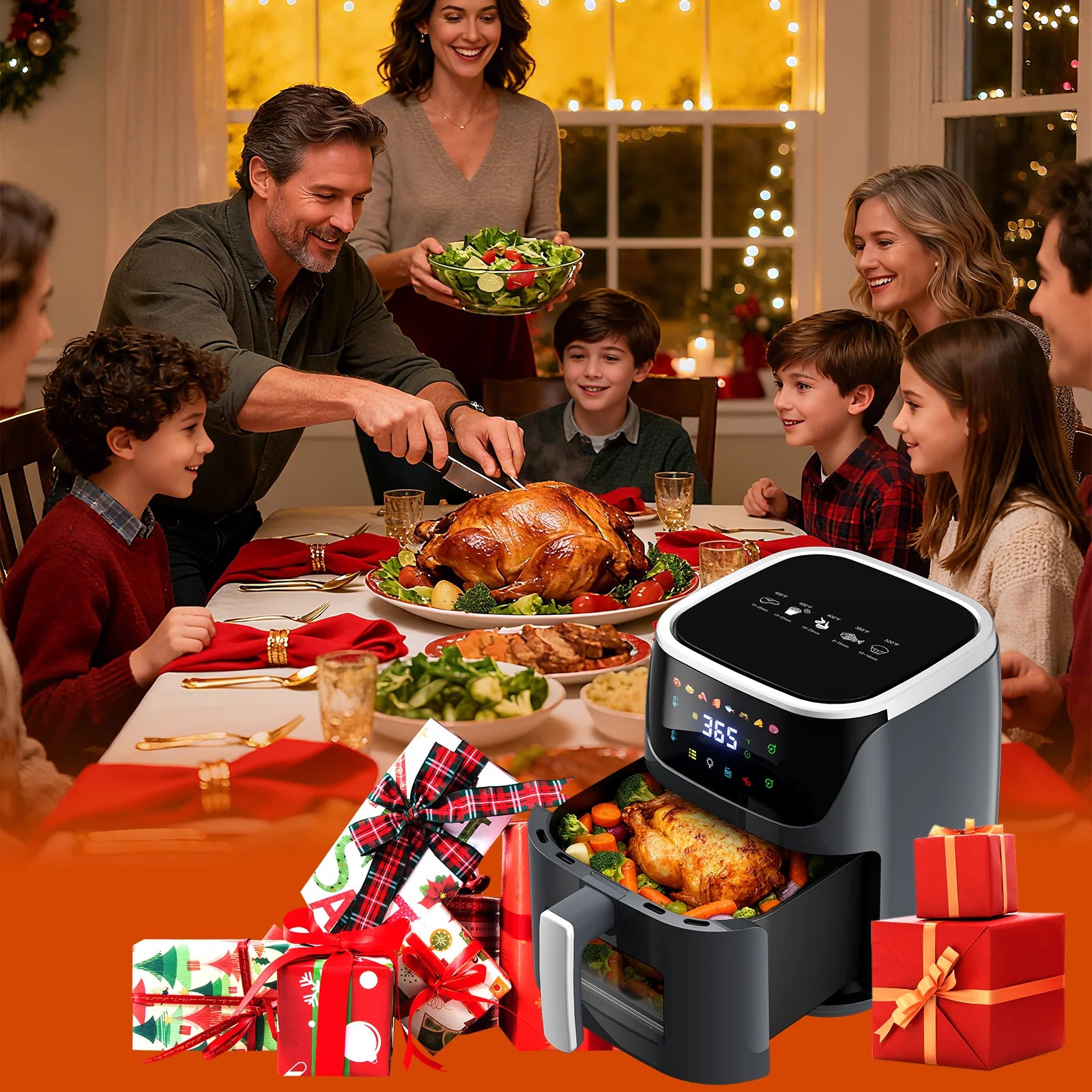 Patbrela 7L Air Fryer with Visible Window, Airfryer 1500W Low Oil & Fat Free, Max 200°C, Digital Touchscreen, Non-Stick Dishwasher Safe Basket