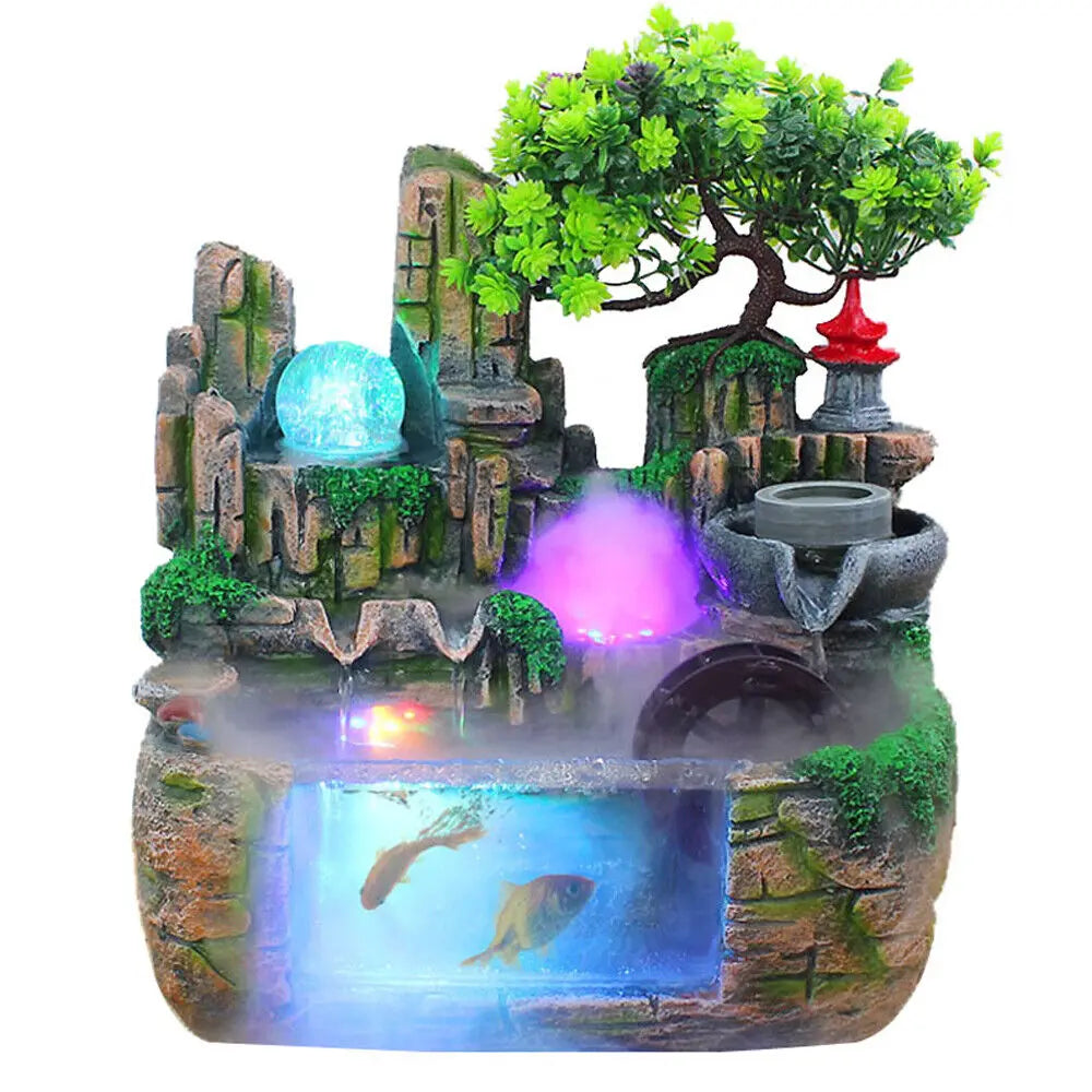 Room Fountain, Waterfall, Table Fountain with LED Lighting and Fog