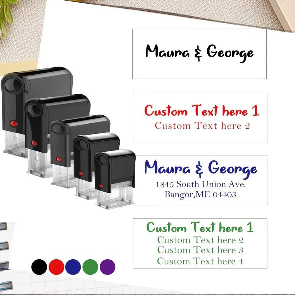 Customize LOGO Self-Inking Stamp Rubber Kit Self Ink Dial Seal Business Number Monogram Printing Stamp Multiple Ink Color Option
