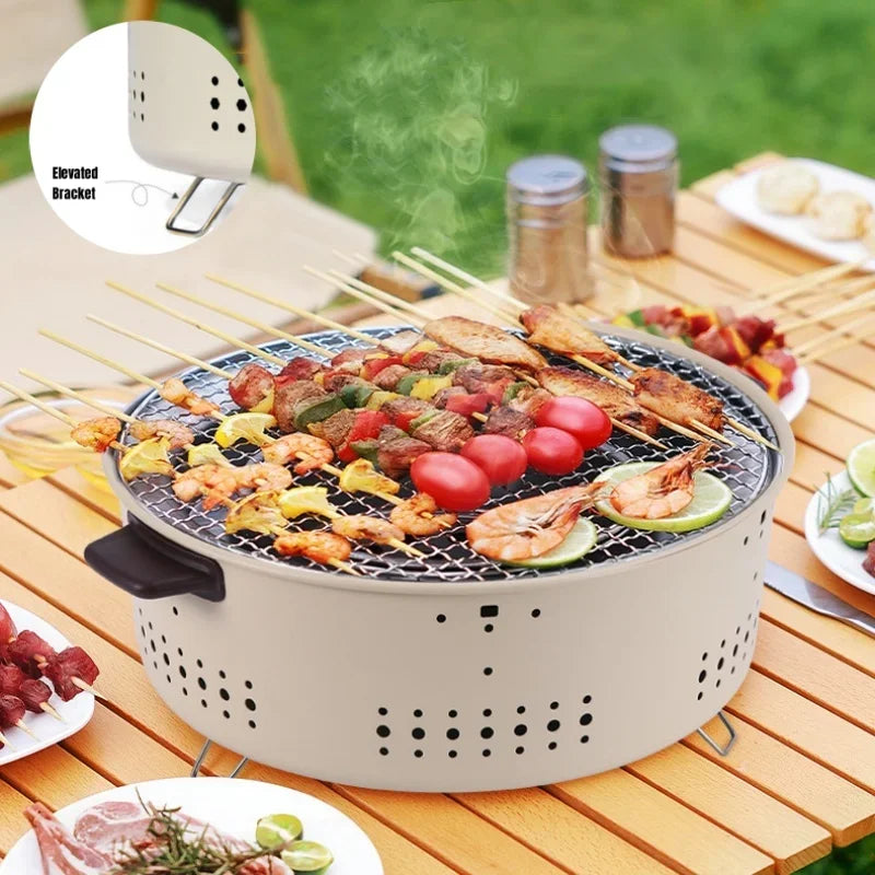 Portable Barbecue Grill Korean Charcoal Stove Stainless Steel Split BBQ