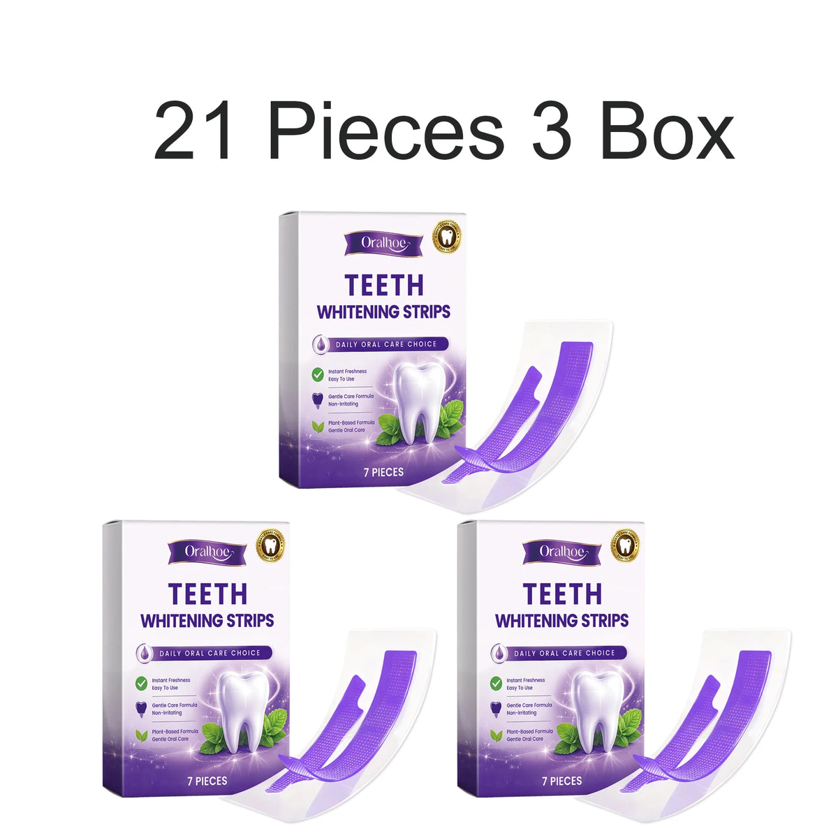 Purple Teeth Whitening Strips 7 Pcs Gentle Care Stain Coffee Drinkers Remover Breath Freshening