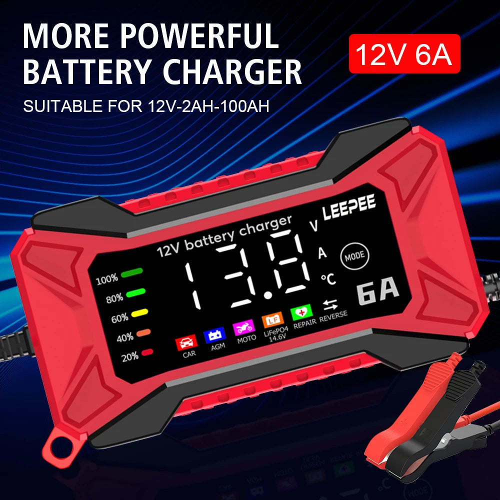 Intelligent Car Battery Charger Full Automatic Smart Battery Charging Fast Power
