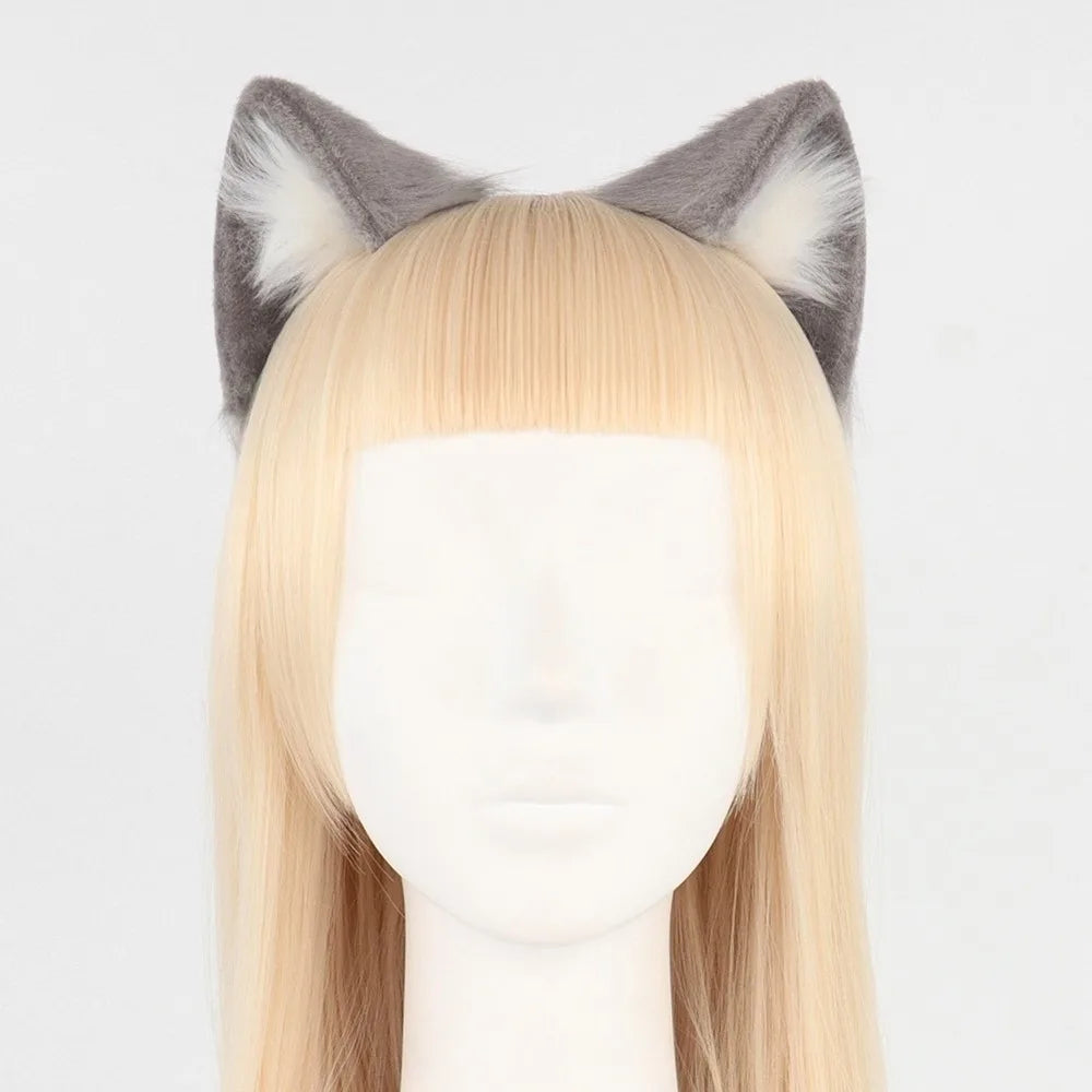 Cute Animal Cat Ears Headband Furry Artificial Gothic Headband Gothic