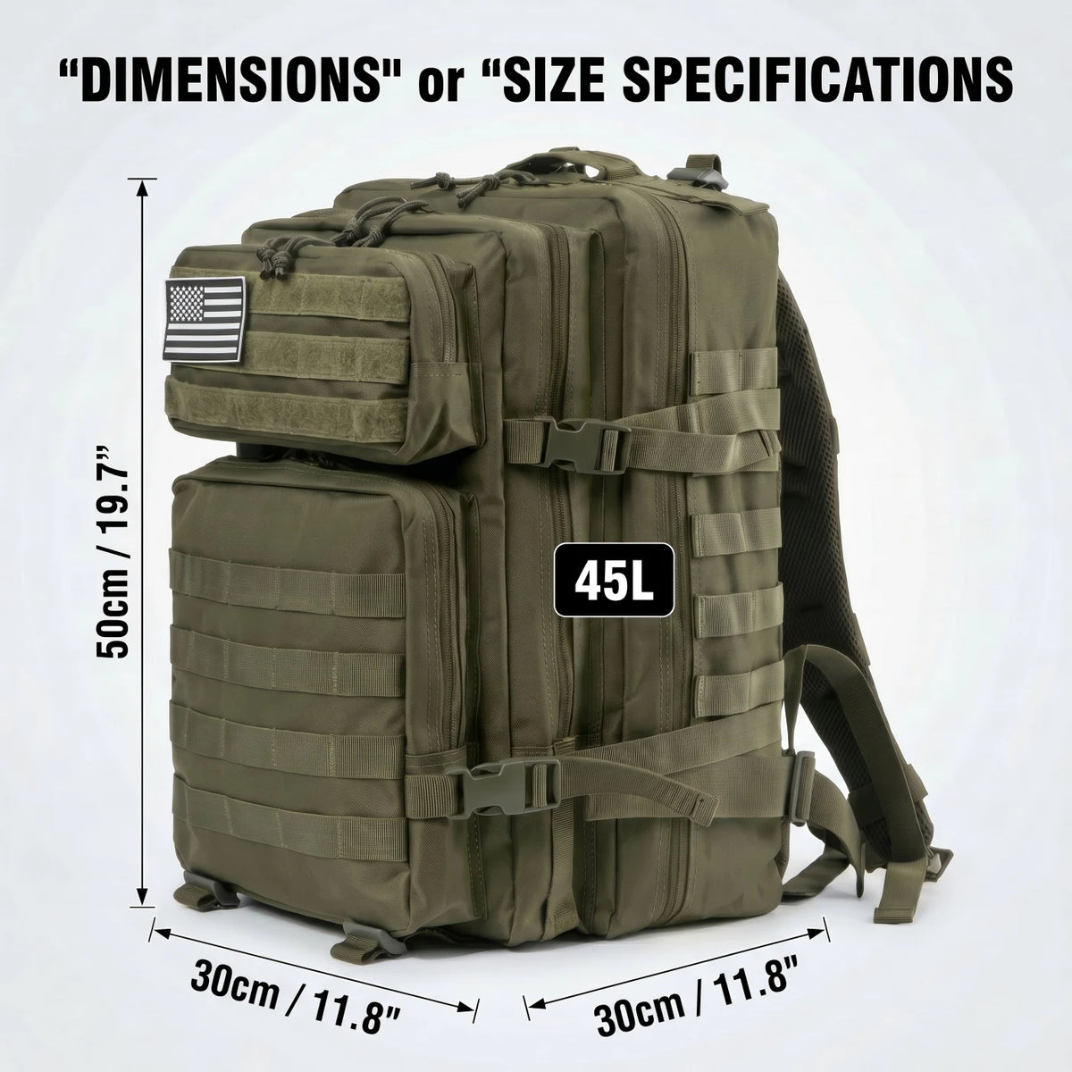 45L Tactical Travel Backpack Molle Large Capacity Multi Pocket Storage Bag Durable Wear Resistant Camping Hiking