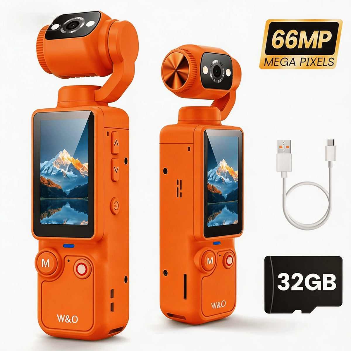 Portable Handheld Digital Camera, 1 Megapixel Resolution, 16x Digital Zoom, 2.5K Video Recording, 180° Rotating Lens, With Flash