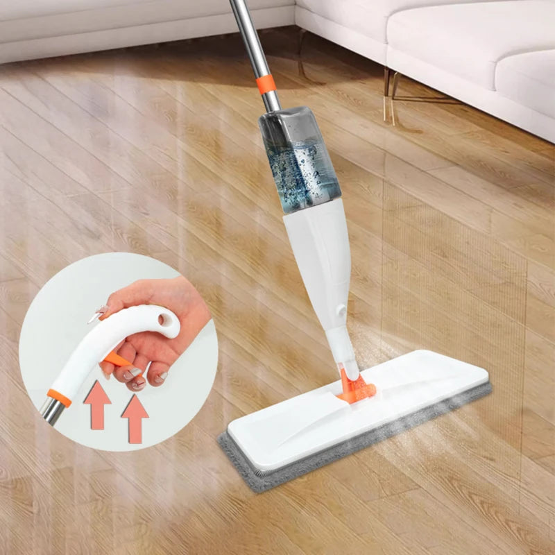 New Large Household Spray Mop With Replaceable Microfiber Pad For Wet And Dry Cleaning