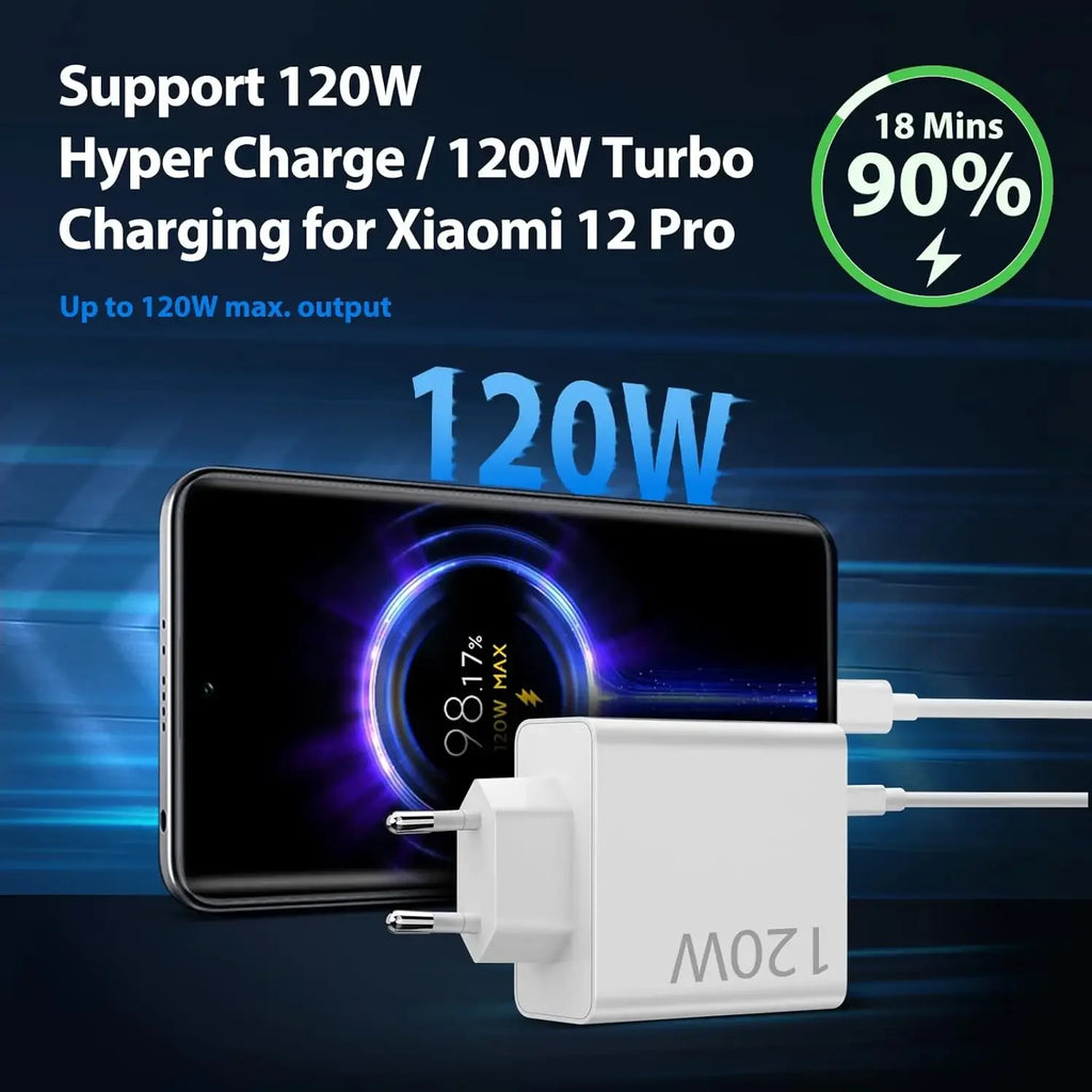 6A 120W EU Fast USB Wall Charger For Xiaomi 11 12 13 14 15