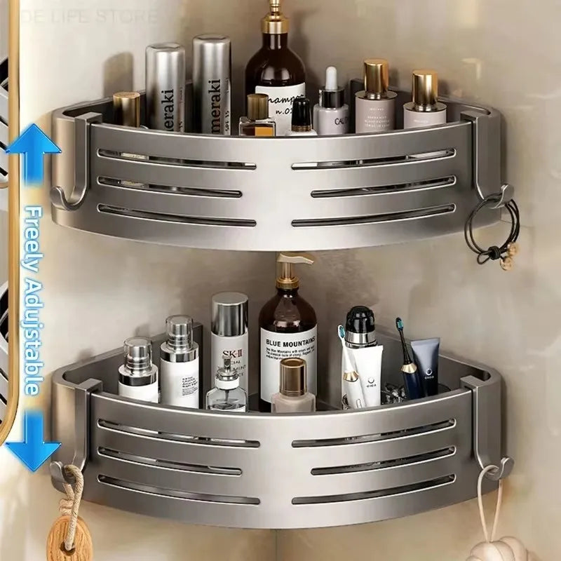 Drill-Free Aluminum Corner Shelf for Bathroom