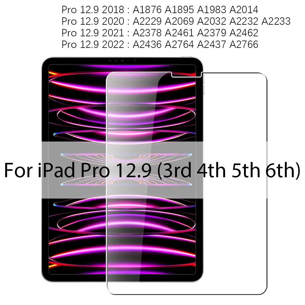 Tempered Glass Screen Protector For iPad A16 Air 13 11 5 4 M3 2025 10th Generation For iPad Pro 12.9 M4 M2 9th 7th Mini 6 7 Film
