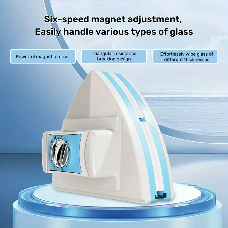 6-Speed Adjustable Magnetic Window Cleaner Double-Sided Glass Wiper with Built-in Water Tank Automatic Spray Window Cleaning