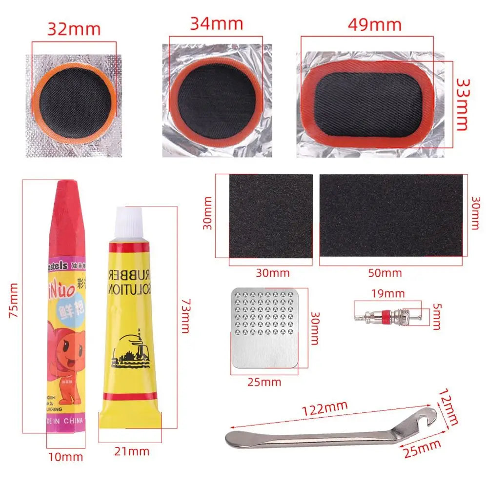 Vulcanizing Patches Bike Tire Repair Kit Metal Rasp DIY Inner Tube Puncture