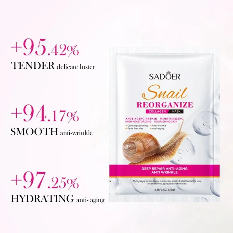 5-Piece Set of Sadoer Snail Collagen Mask, Firming and Moisturizing,