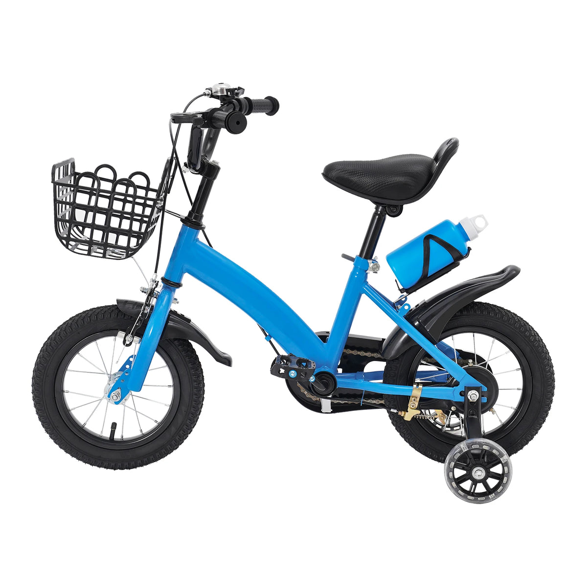 Kids Bike with Auxiliary Wheels & Basket & Water Bottle,Bearing 60kg.
