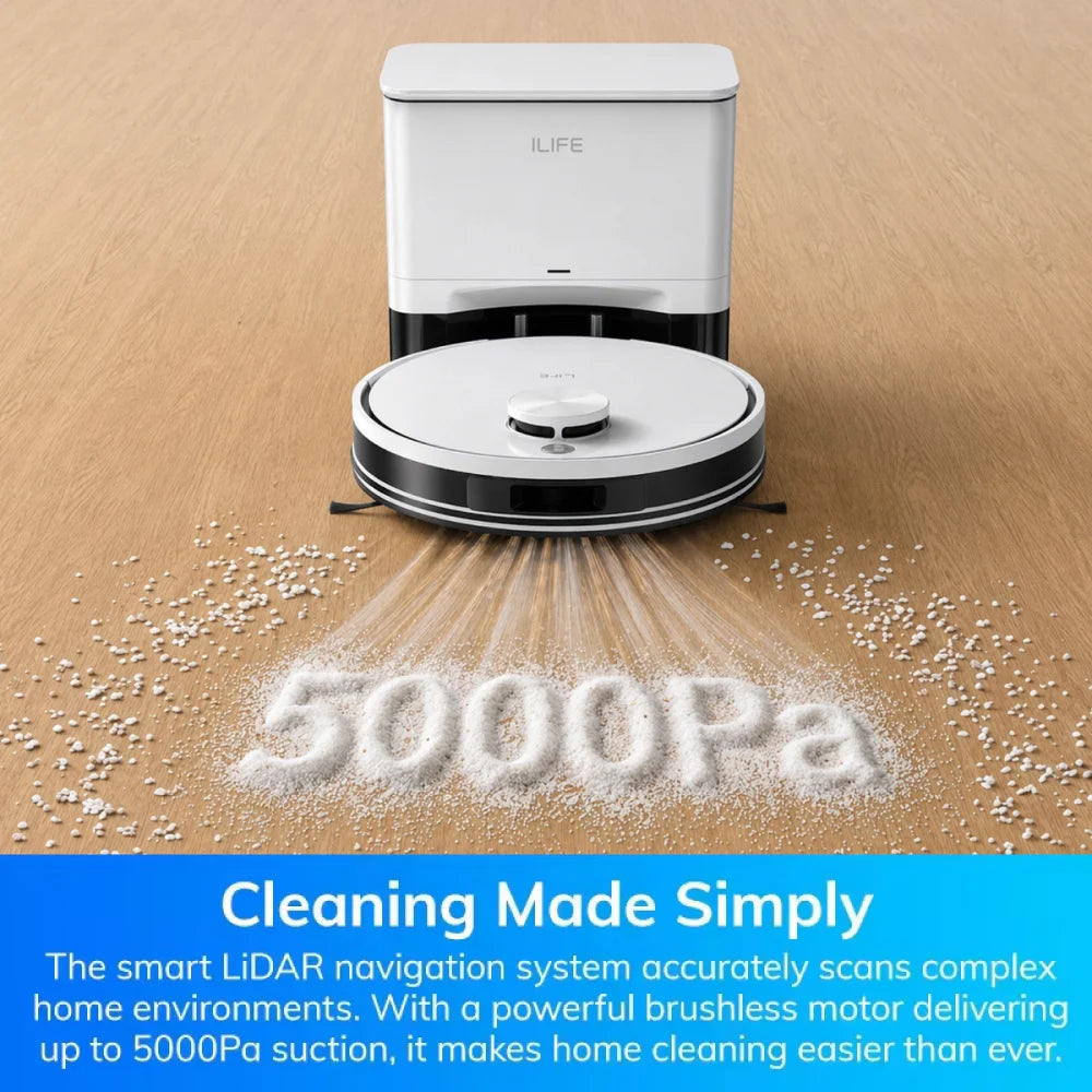 ILIFE A30 Pro Robot Vacuum Cleaner with Automatic Self-Emptying Station, 5000Pa Strong Suction,