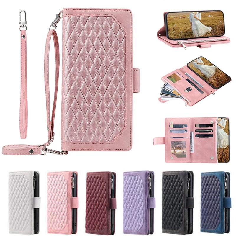 Crossbody Zipper Wallet Case for OnePlus 12 11 11R Leather