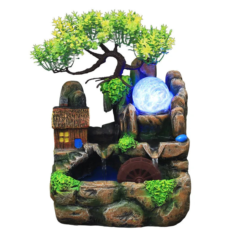 Led Lights Resin Rockery Flowing Water Fountain Lucky Feng
