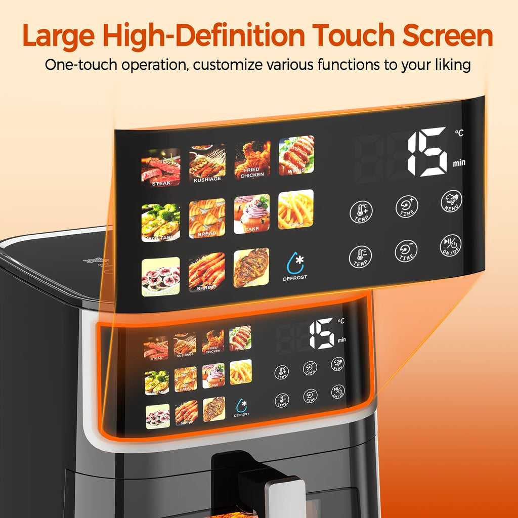 Smart Air Fryer 8L 1700W with Led Touch Screen 11 Preset Functions Max 200°C