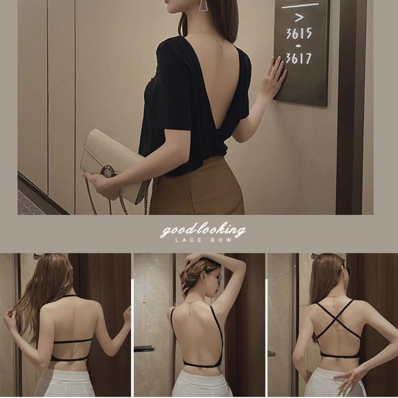 Women Seamless Bra Deep U Plunge Bras Backless Top for Dresses