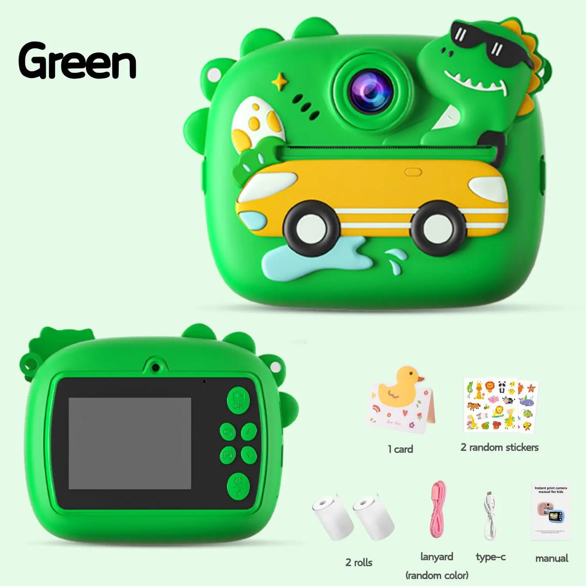 Purple Cute Kids Colorful Instant Print Small Camera with SD Card