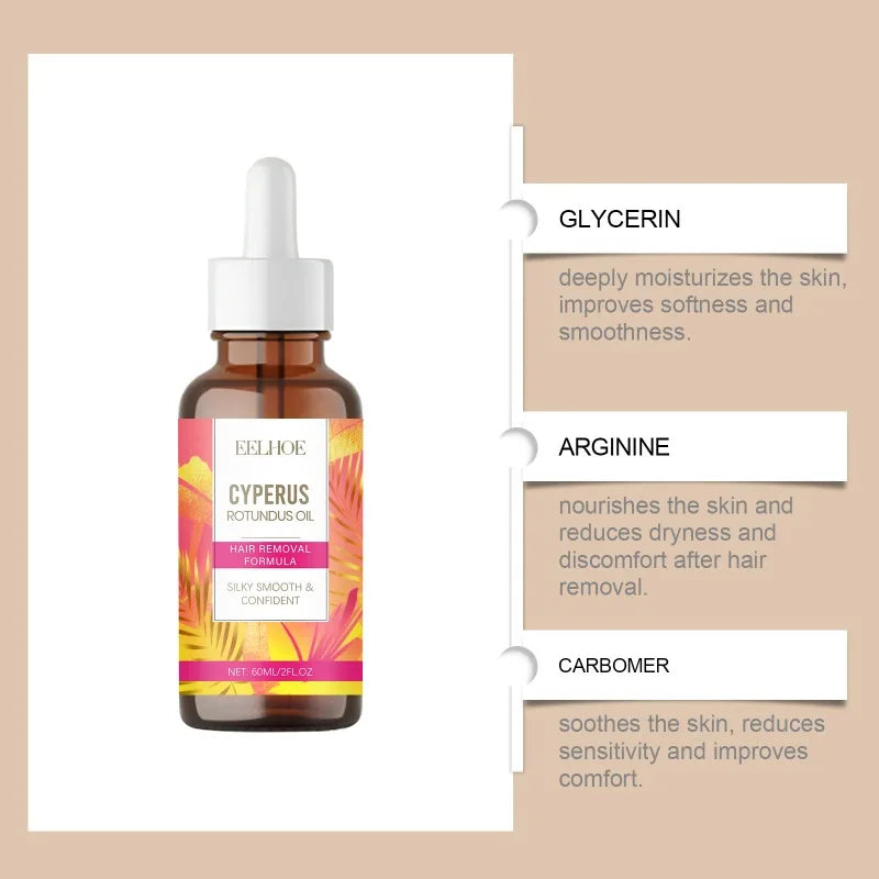 Cyperus Rotundus Oil Body Post Hair Removal Soothing Oil Hair Growth Inhibitor Depilatory After Epilation Care for Smooth Skin