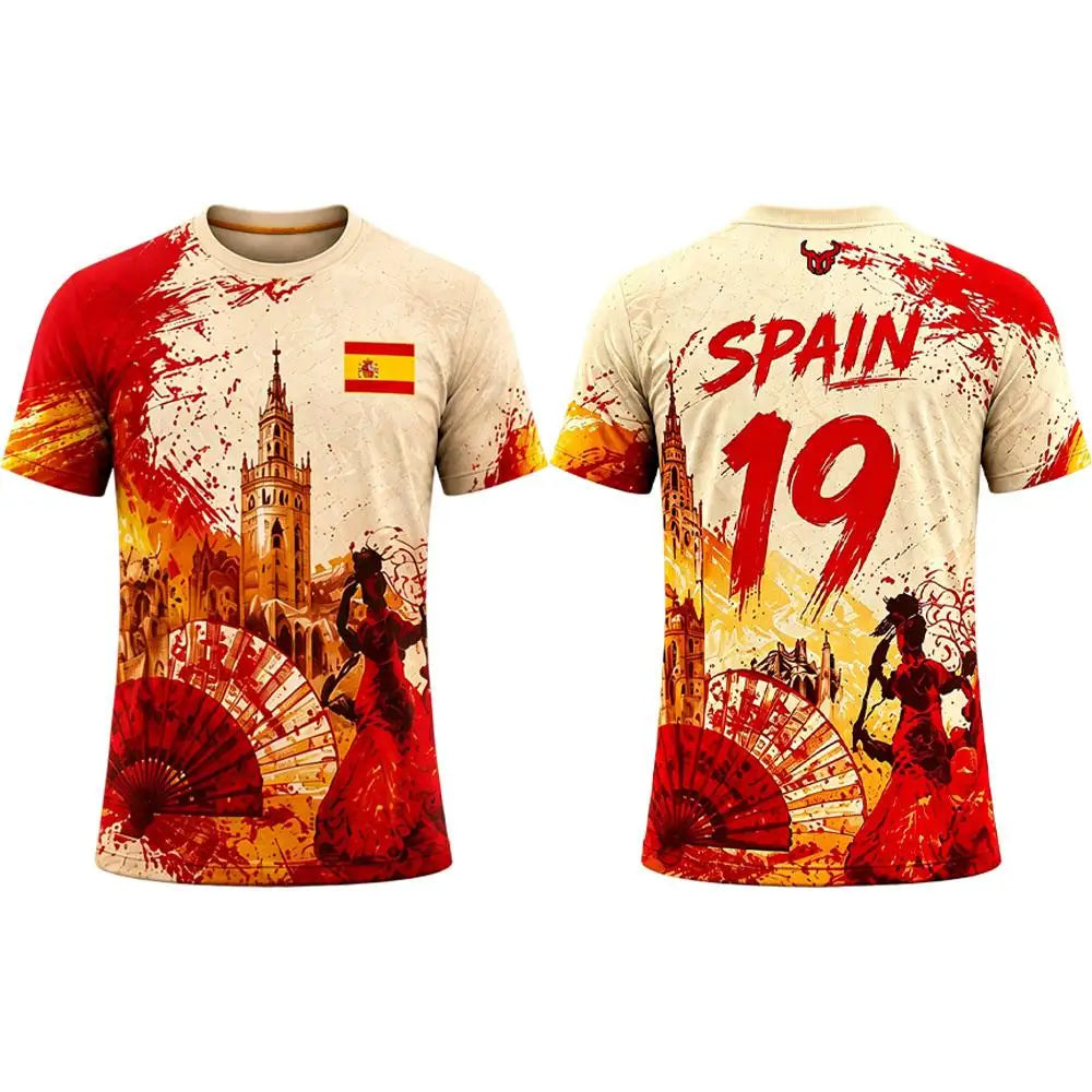Spain Flag Print Jersey T-shirt 2026