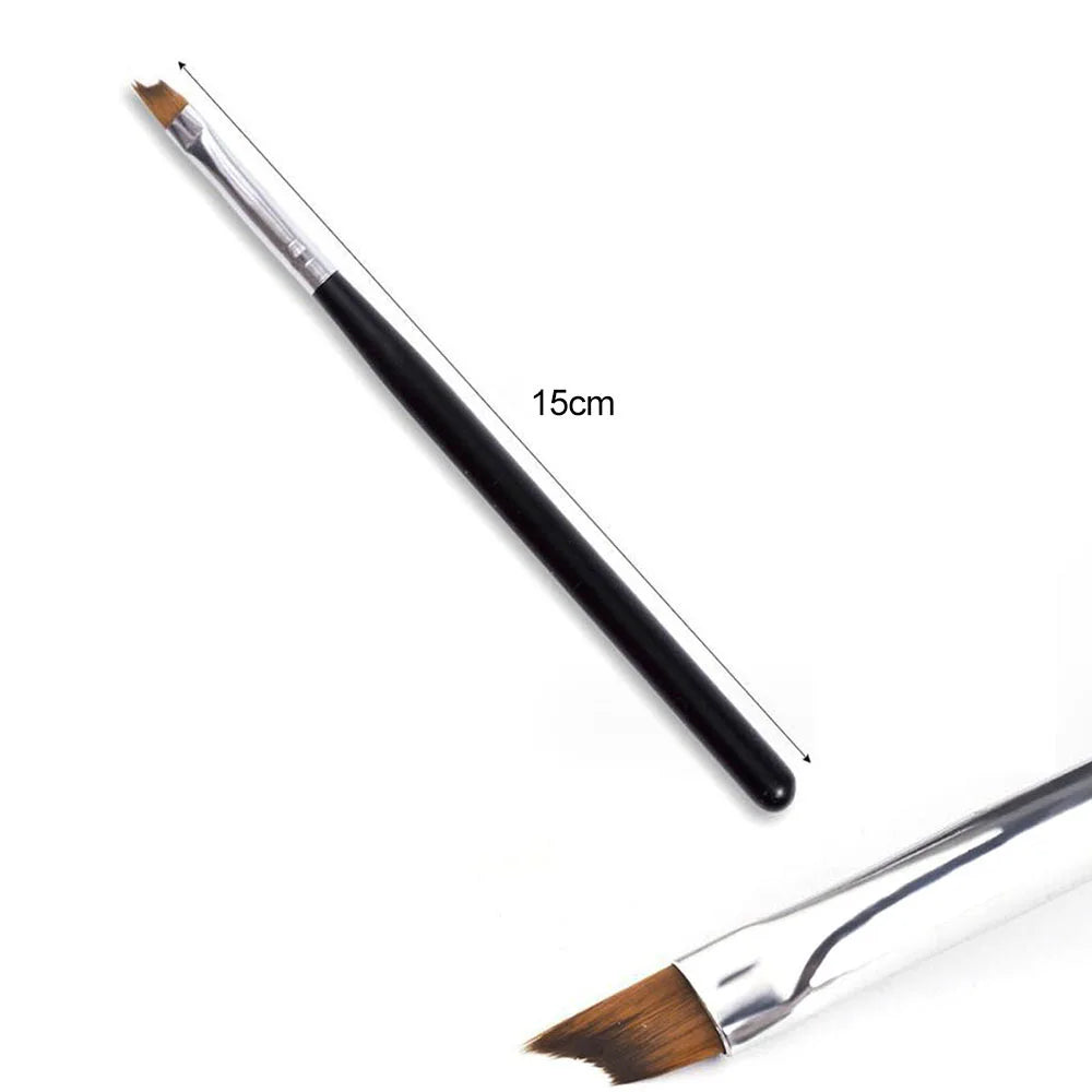 1Pc French Tip Oblique Nail Brush Black Handle Half Moon Shape UV Gel Nail Painting Drawing Pen French Curved Manicure Art Brush