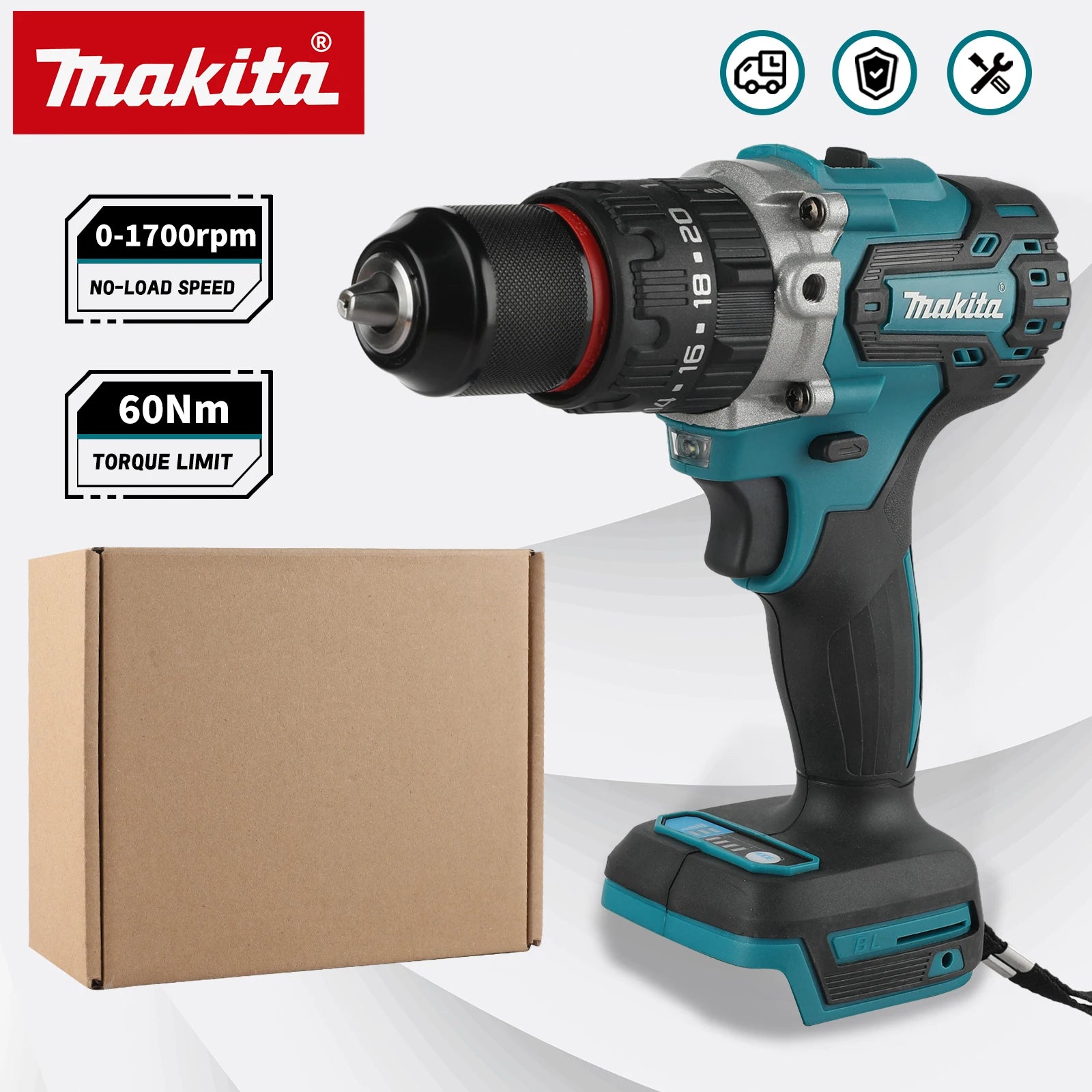 NEW 2026 Makita DDF487 Cordless 18V Brushless Drill 13mm Chuck 1700rpm 40Nm Small Body Powerful Screwdriver Power Tool