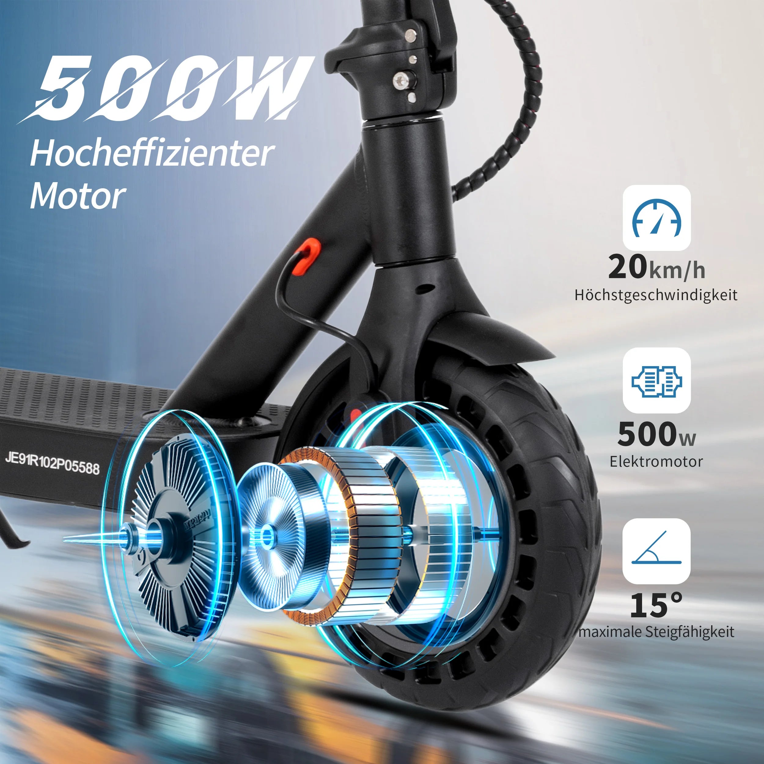 YL-E9T (ABE) Electric Scooter 500W 36V 10Ah with German Road Permit EScooters 10" Tires W/Smart App E-Scooter Max Speed 20km/h