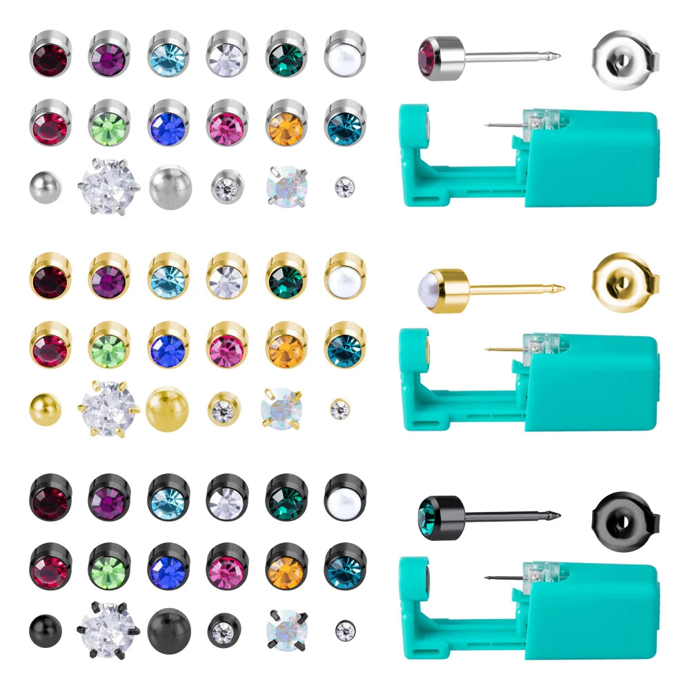 1PC Green No Pain Cartilage Tragus Helix Piercing Gun