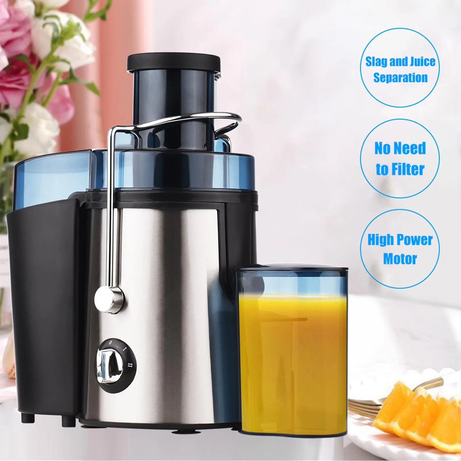 NEW Swiitol Juicer Household Large Caliber Electric Stainless Steel Body 800W High Power Strong Fruit Vegetable Extractor Residu