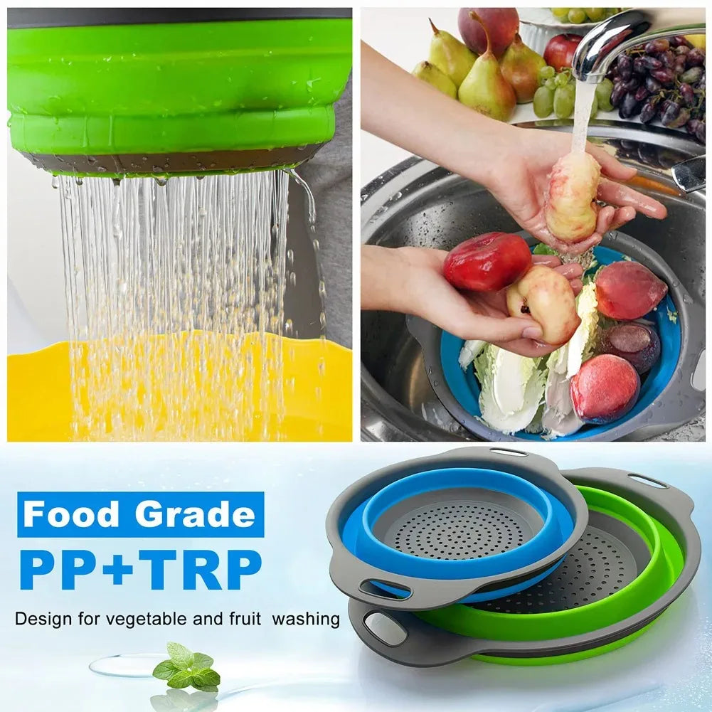 Silicone Folding Drain Basket Fruit Vegetable Washing