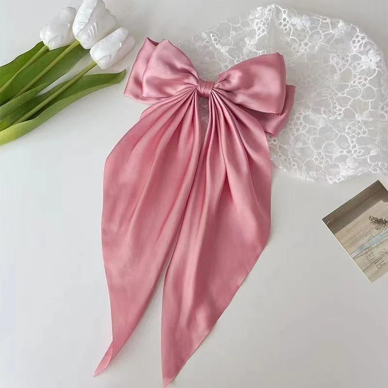 Solid Color Bow Ribbon Hair Clip New Women Large Bowknot Barrettes