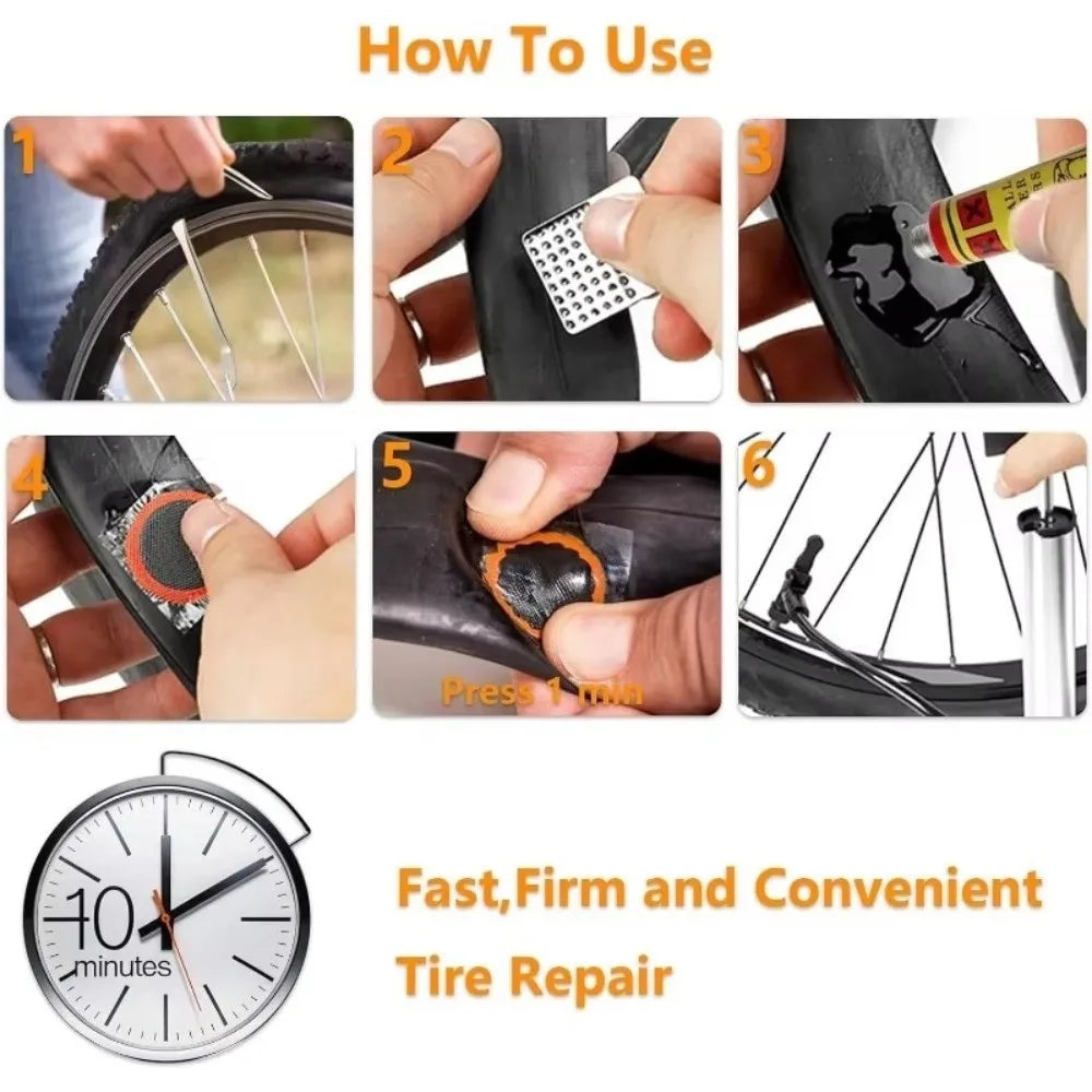 Vulcanizing Patches Bike Tire Repair Kit Metal Rasp DIY Inner Tube Puncture