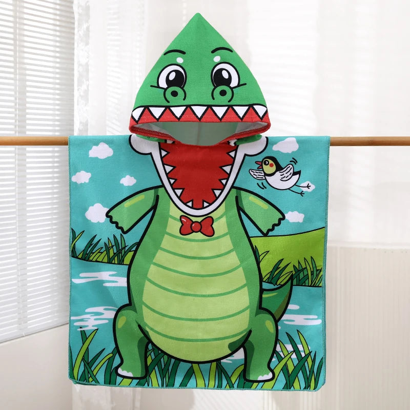 Children's Cartoon Hooded Beach Towel, Baby Bath Cape, Infant Bathrobe, Absorbent and Quick-Drying, Suitable for Bathing, Swimming Pool, Beach Vacations, All Seasons, and a Great Holiday Gift Choice