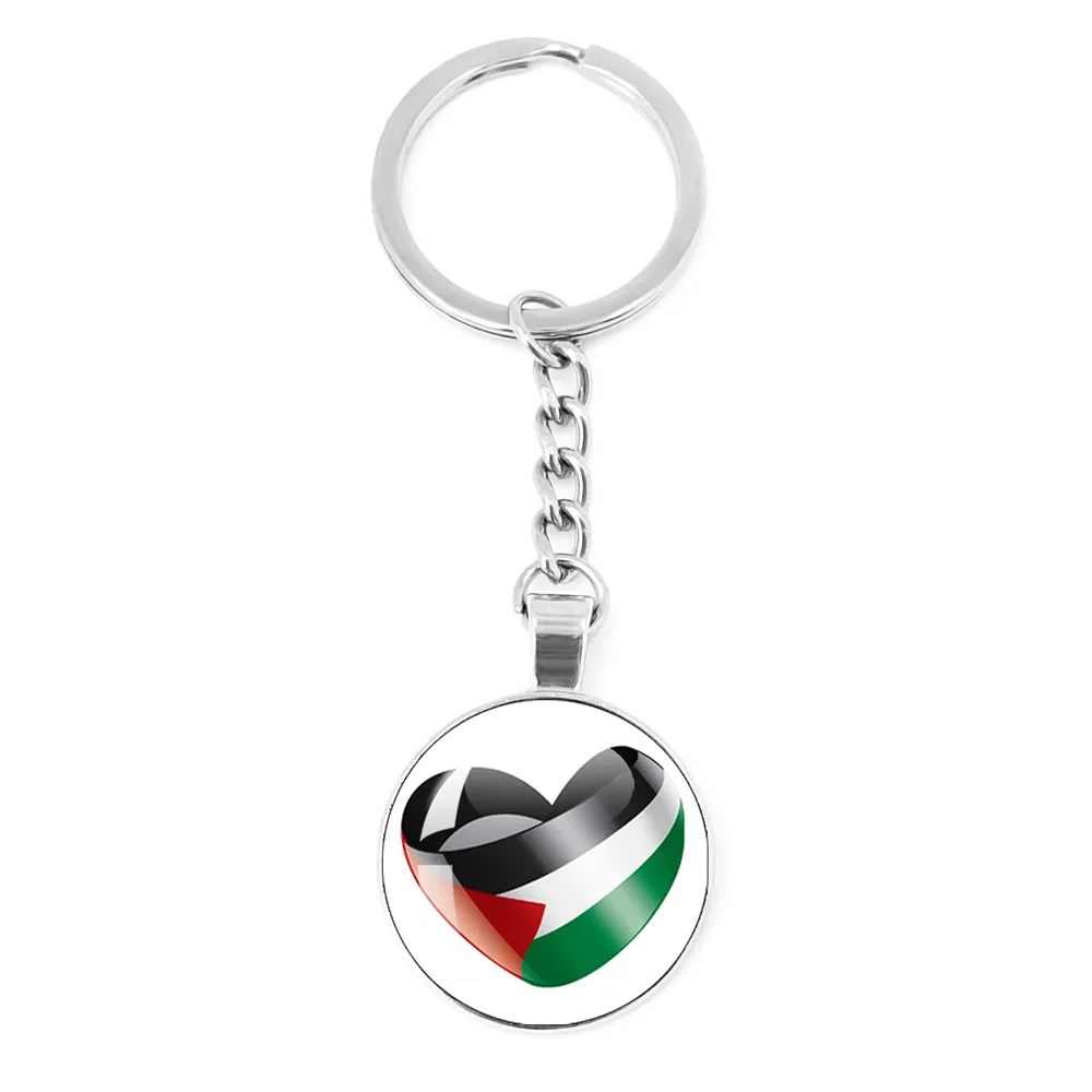 Personalized Art Patterns  Palestine Nation Flag Emblem 25mm Glass Cabohcon Keychain