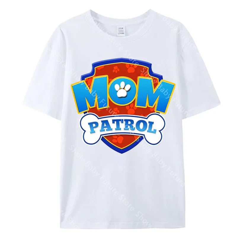 Paws Patrols Adult Dad Mom T-Shirt Tops Man Woman Summer Parent-child Clothing Tee Family Clothes Cartoon Anime Birthday Gifts