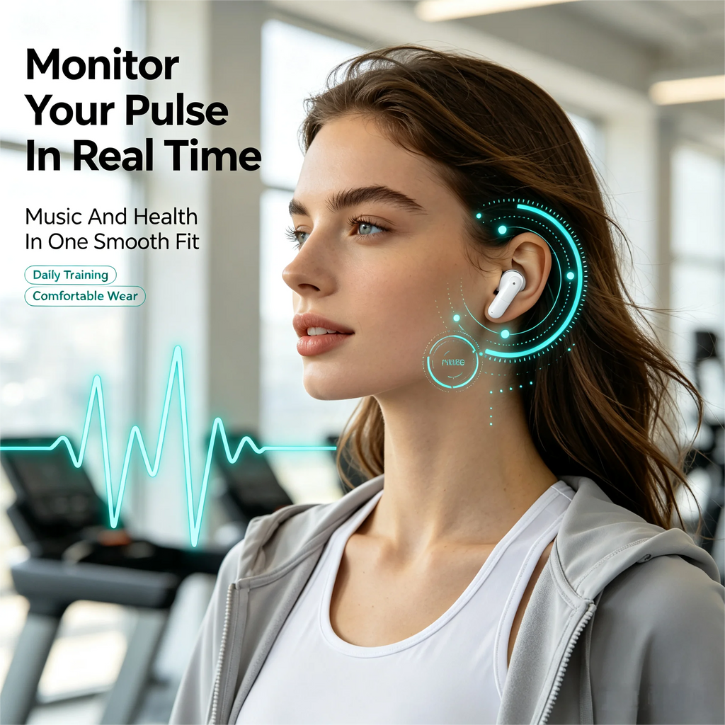 ZZLOVE Wireless Heart Rate Monitor TWS Earbuds Noise Cancelling