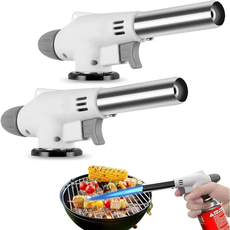 Butane Gas Torch Head for Camping BBQ Baking Welding - Metal Flame Gun Fire Maker Lighter Outdoor Cooking（Gas Not Included）