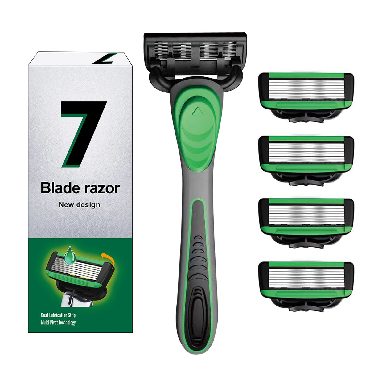 Men's 7-Layer Manual Razor Shaving Set with Replaceable Blades