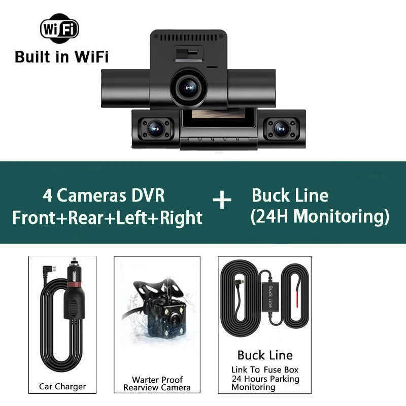 360°Auto Car Camera 1080P Video Recorder 3/4 Lens WIFI DashCam