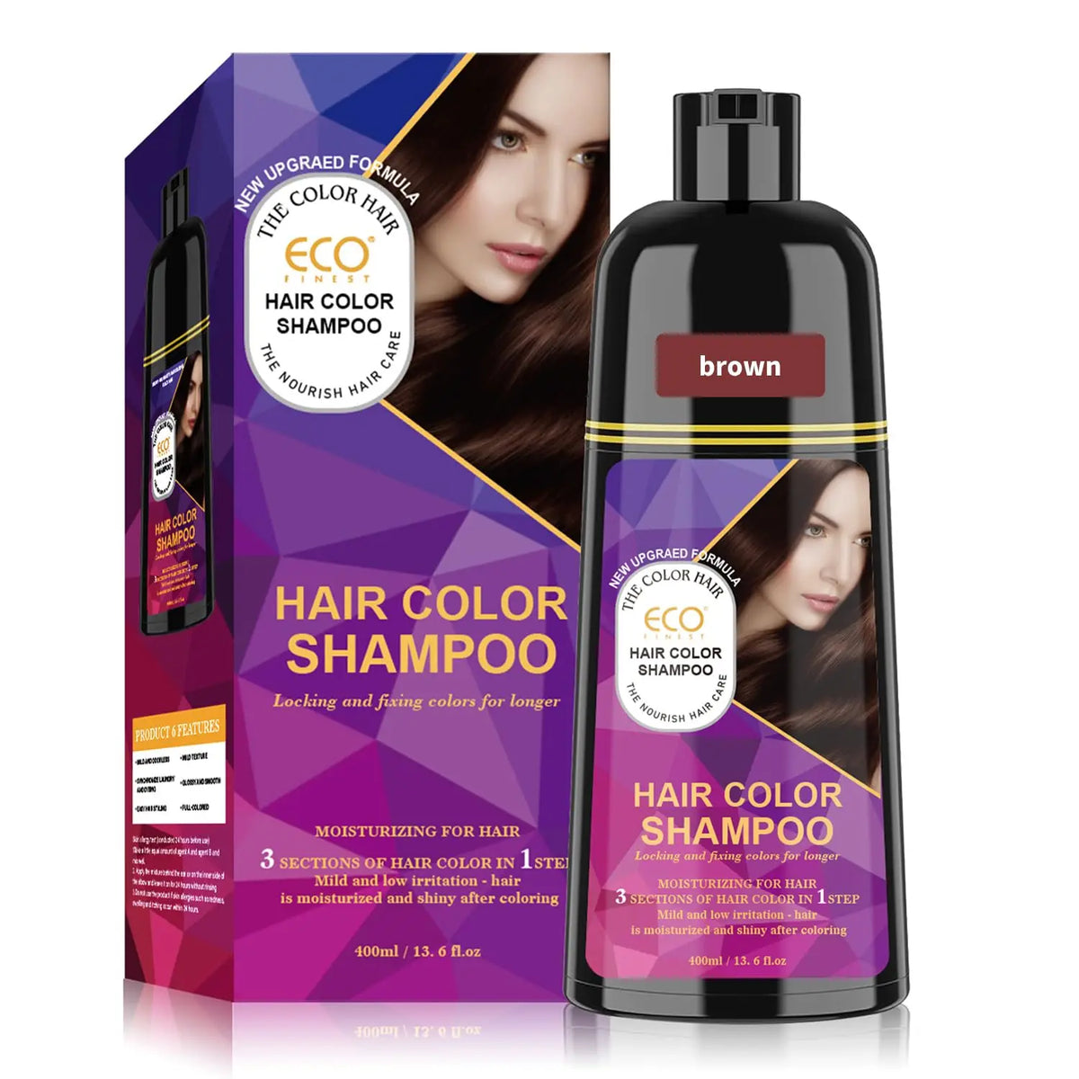 400ml Hair Color Shampoo Black Brown Burgundy Red Hair Dye Shampoo 3 in 1 Color Depositing Shampoo for Women Men,