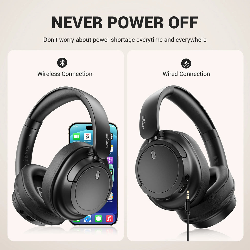 Bluetooth 5.3 Wireless Headphones 90H Playtime 40mm
