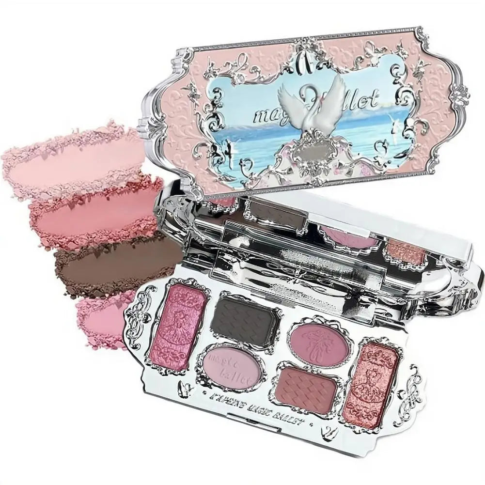 6-Color Eyeshadow Palette Matte Shimmer Pearl Glitter, Waterproof Highly Pigmented Long-Lasting Portable Makeup Set